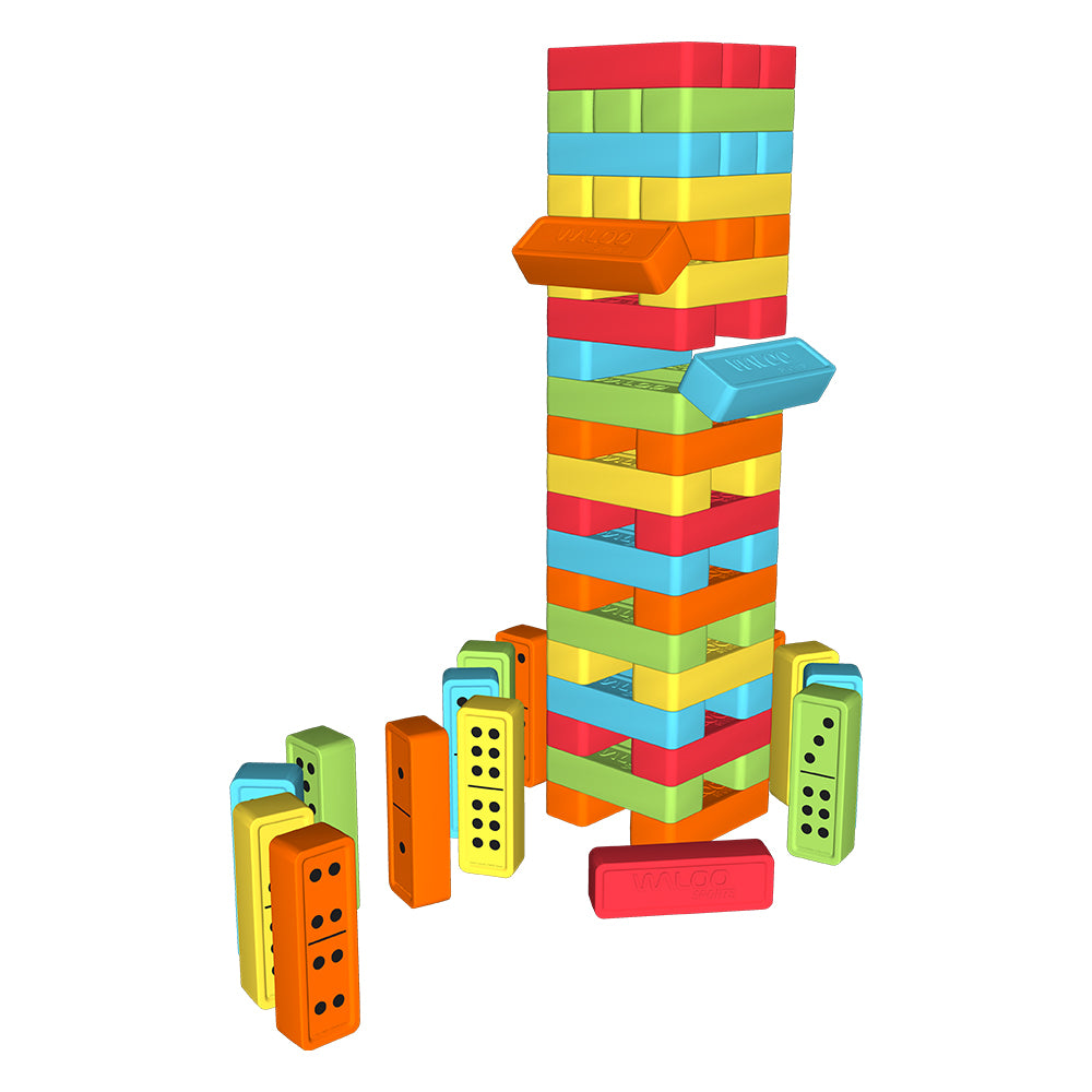 Jumbo Reversible Tumbling Tower & Dominoes Set - 50 Pc Set