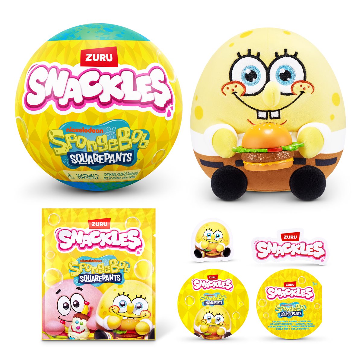 Zuru Snackles Small Sized 5.5 inch Plush Licensed Character Spongebob Squarepants (Mystery-Surprise)