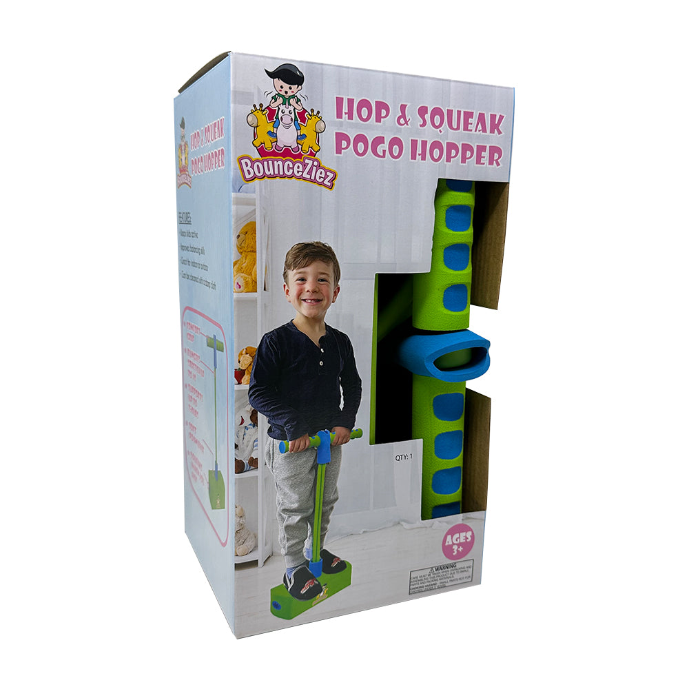 BounceZiez Hop & Squeak Pogo Hopper - Green/Blue