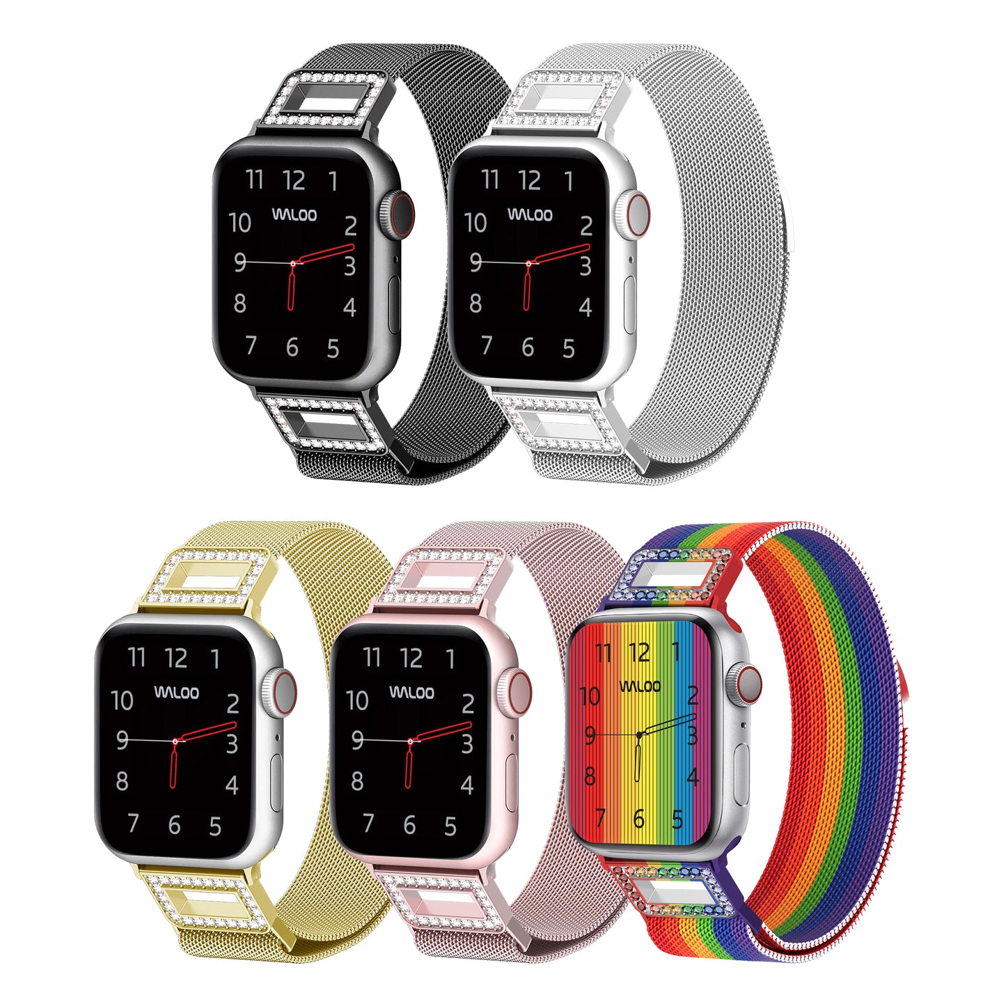 Waloo Diamond Magnetic Mesh Band For Apple Watch