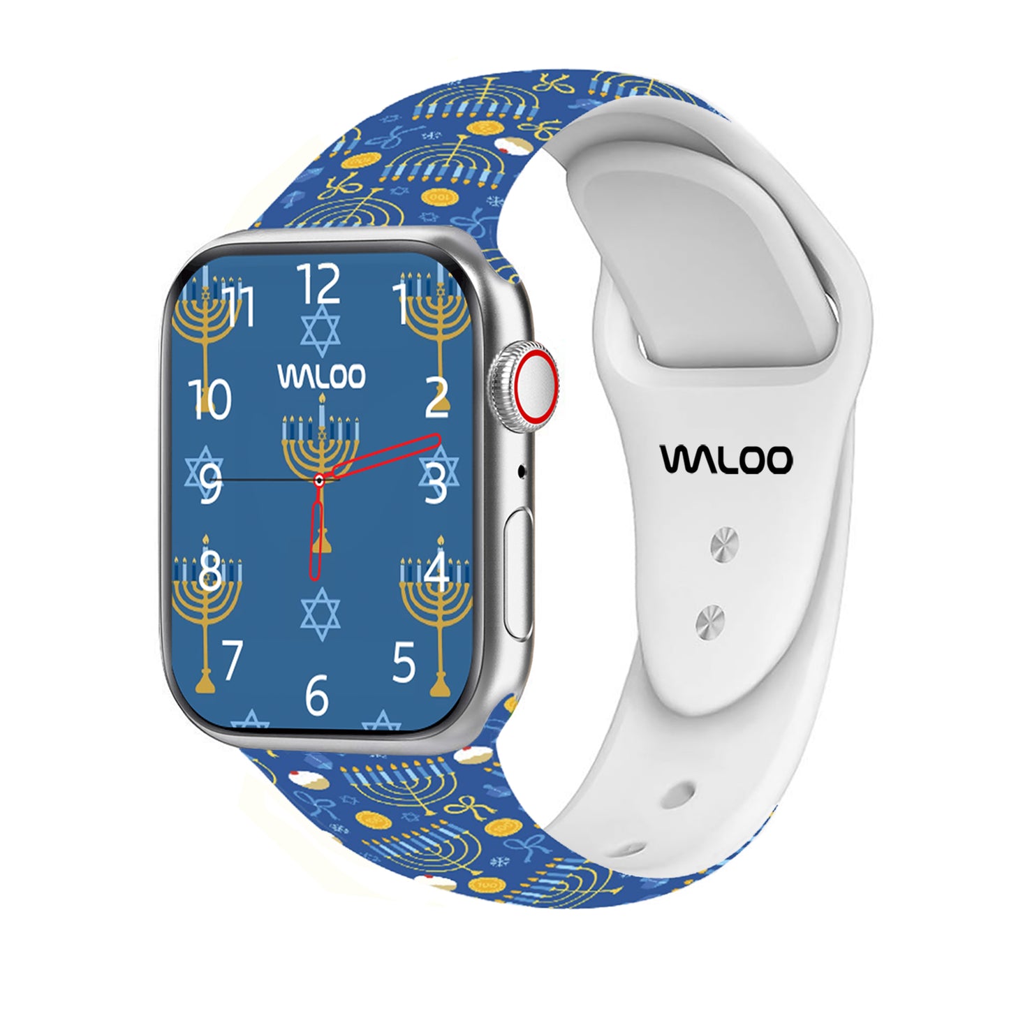 Waloo Hanukkah/Holiday Fun Silicone Sport Bands For Apple Watch