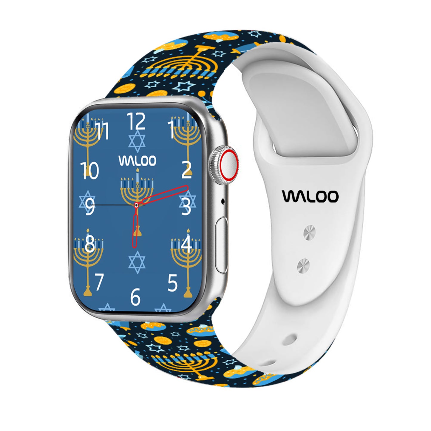 Waloo Hanukkah/Holiday Fun Silicone Sport Bands For Apple Watch