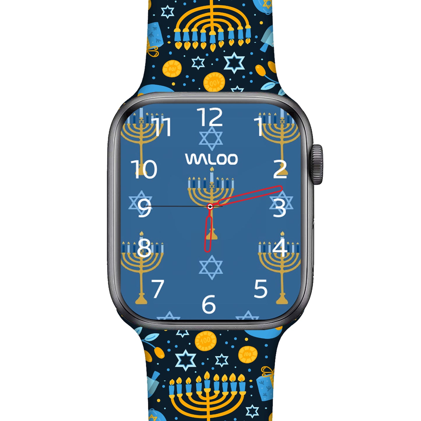 Waloo Hanukkah/Holiday Fun Silicone Sport Bands For Apple Watch