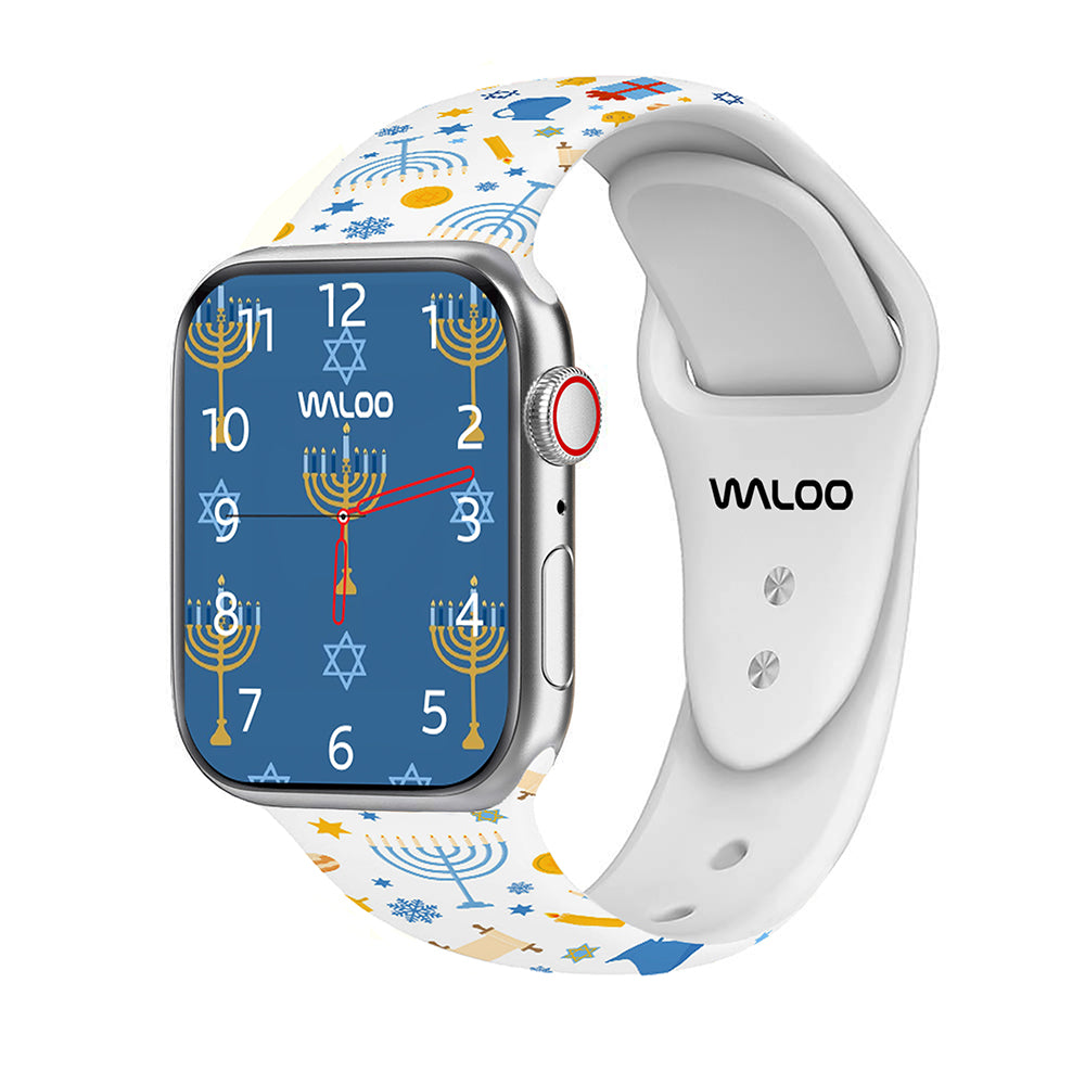 Waloo Hanukkah/Holiday Fun Silicone Sport Bands For Apple Watch