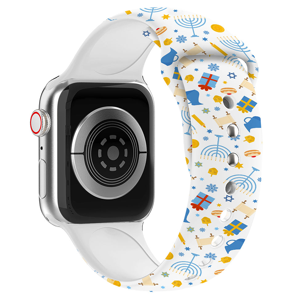 Waloo Hanukkah/Holiday Fun Silicone Sport Bands For Apple Watch
