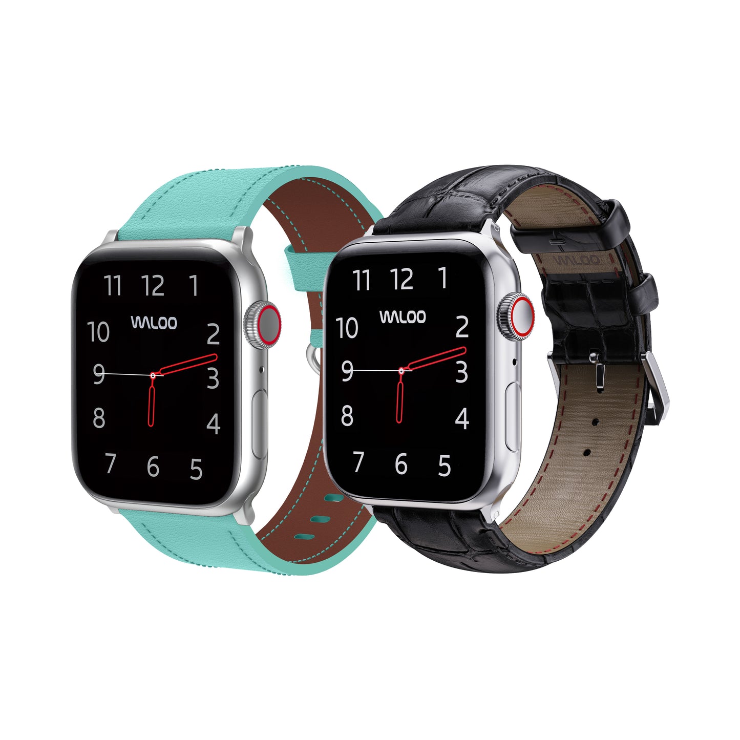 Waloo 2-Pack Classic Leather & Crocodile Leather Bands For Apple Watch