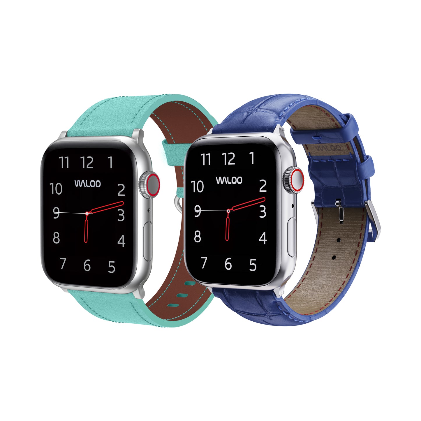 Waloo 2-Pack Classic Leather & Crocodile Leather Bands For Apple Watch