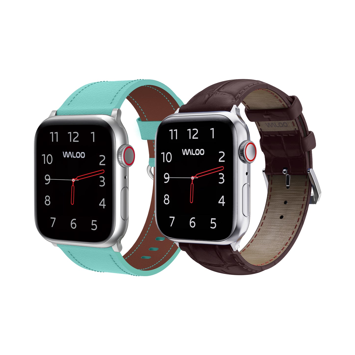 Waloo 2-Pack Classic Leather & Crocodile Leather Bands For Apple Watch