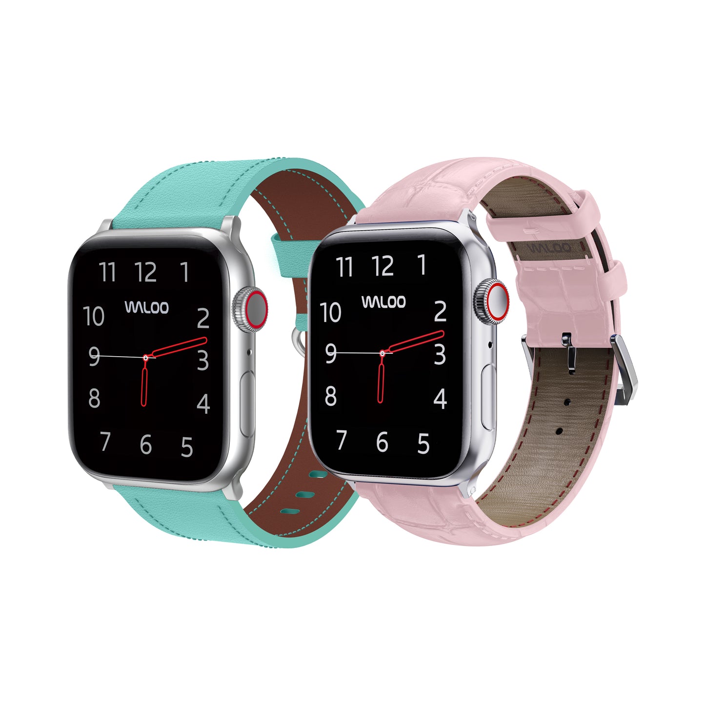 Waloo 2-Pack Classic Leather & Crocodile Leather Bands For Apple Watch