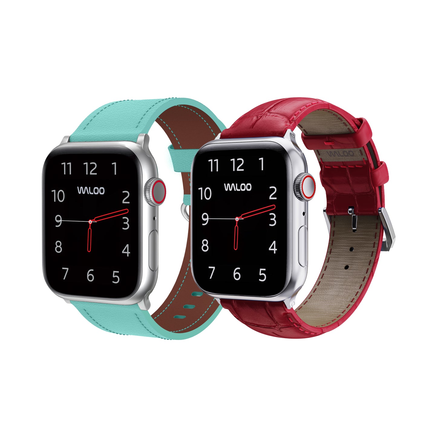 Waloo 2-Pack Classic Leather & Crocodile Leather Bands For Apple Watch