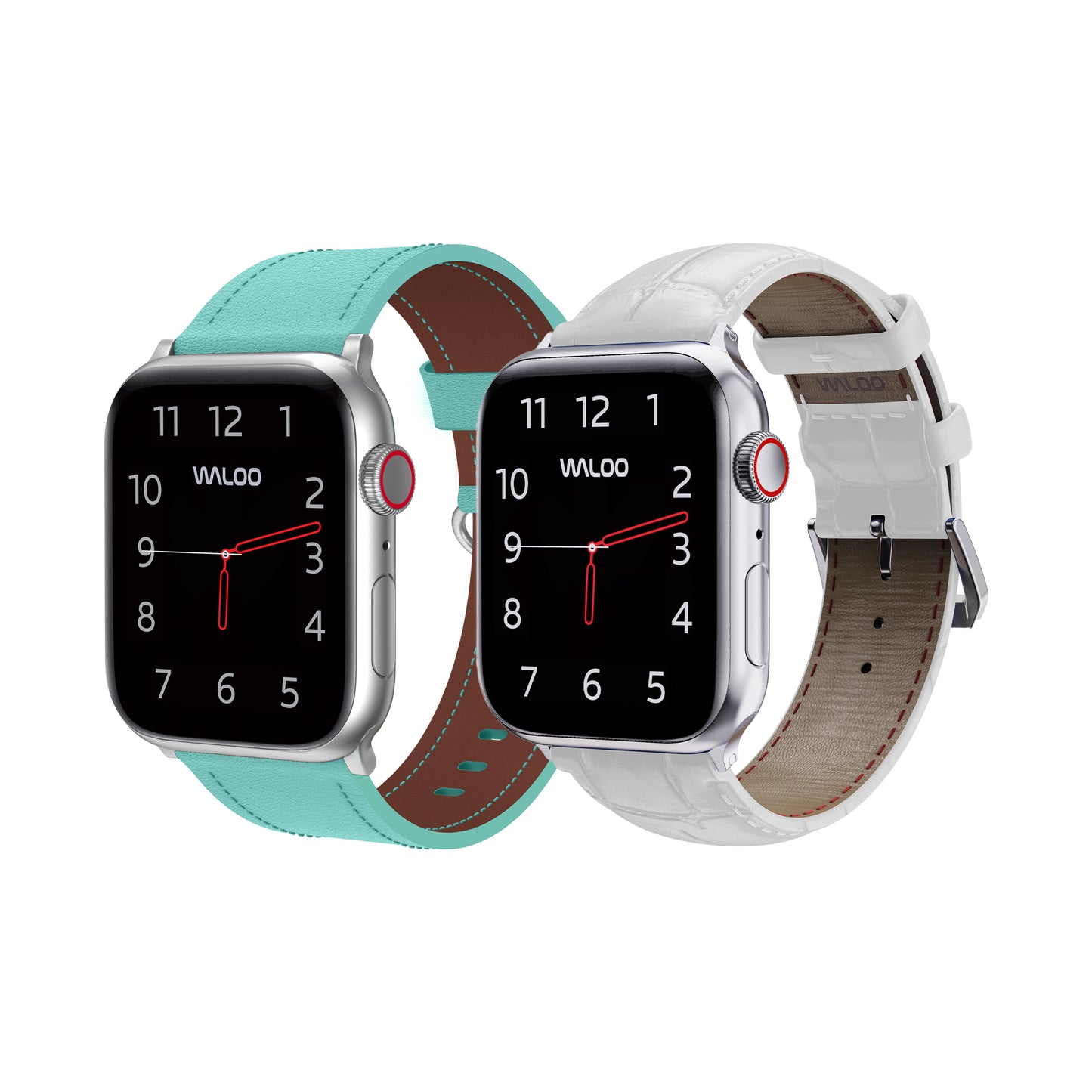 Waloo 2-Pack Classic Leather & Crocodile Leather Bands For Apple Watch