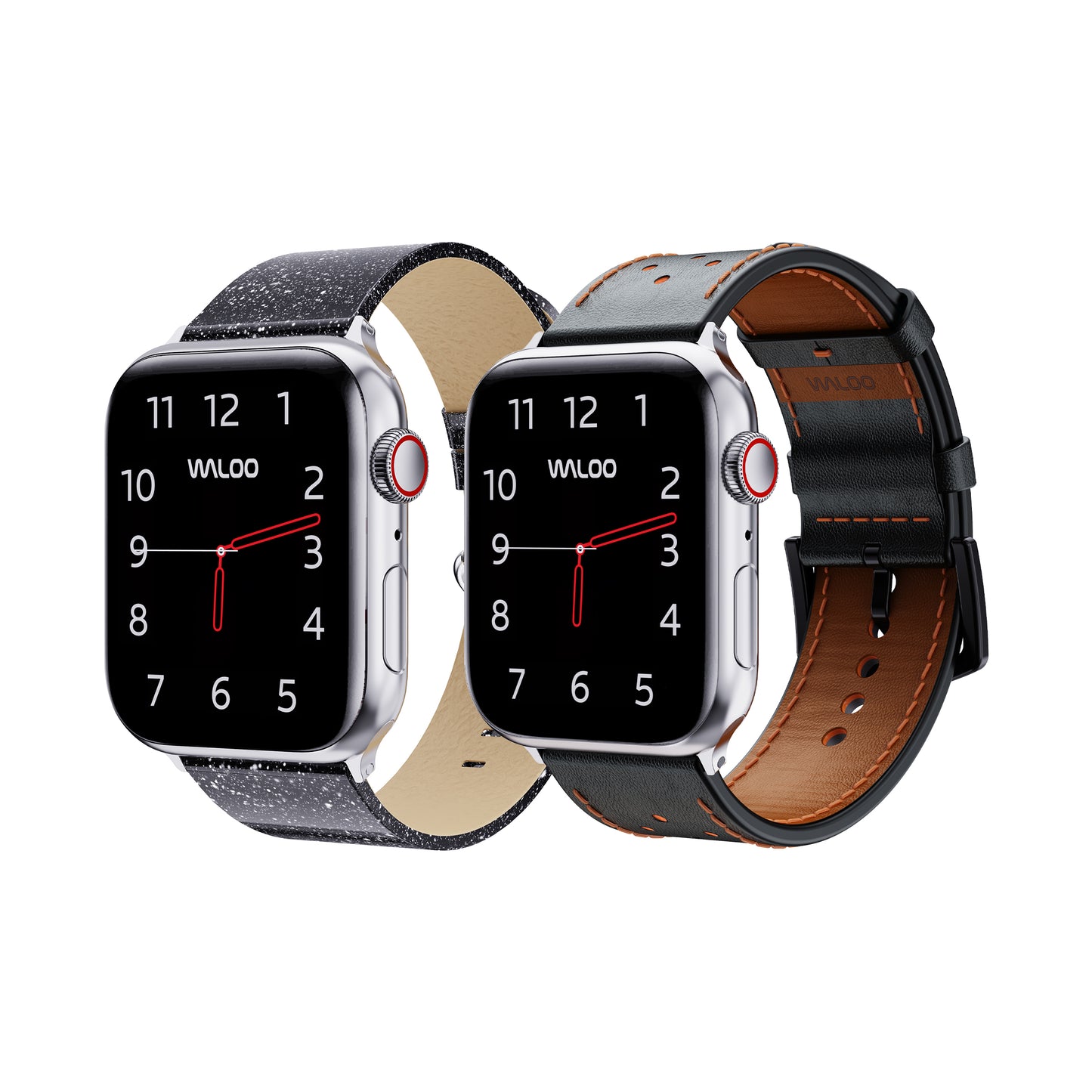 Waloo 2-Pack Shiny Brilliance & Breathable Leather Bands For Apple Watch