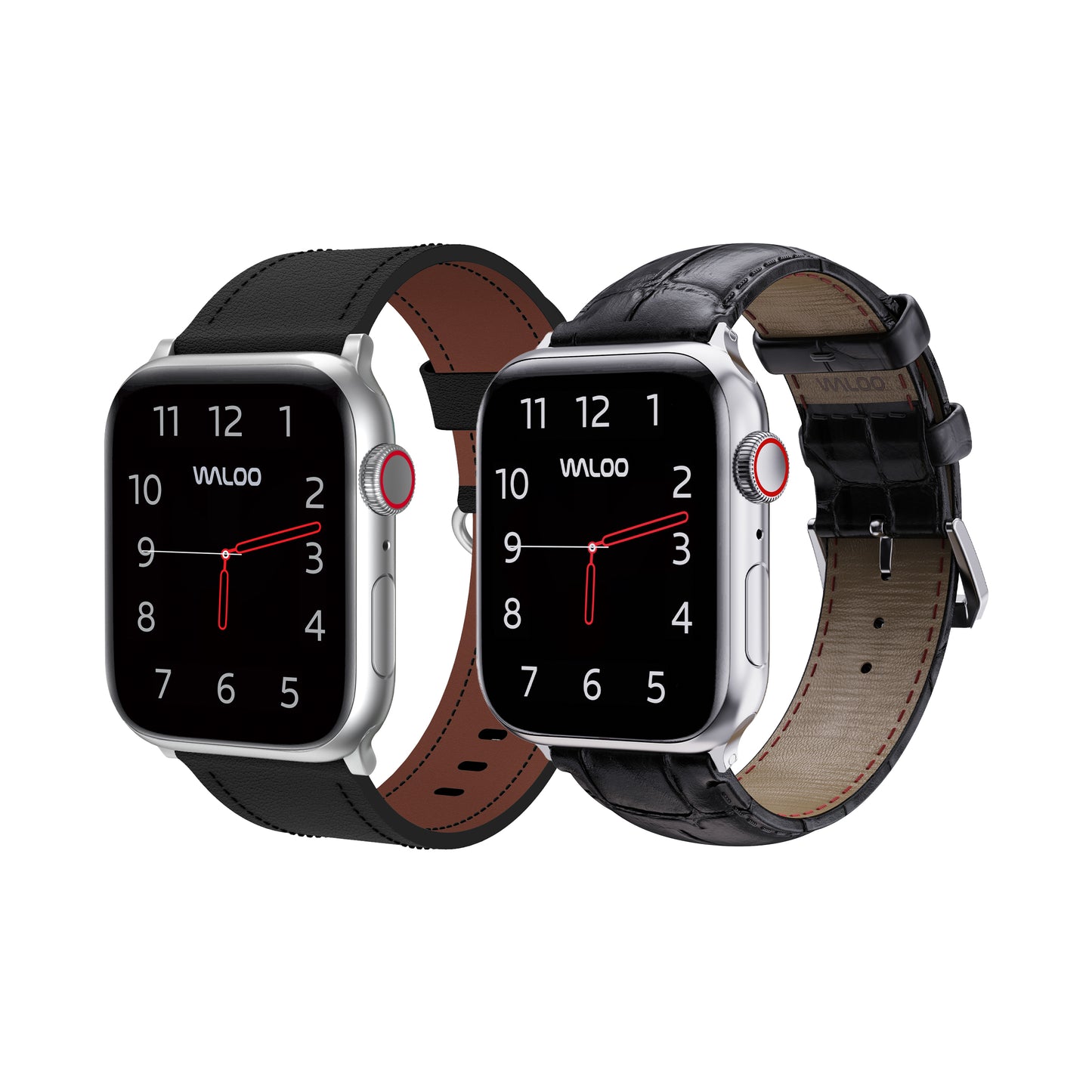 Waloo 2-Pack Classic Leather & Crocodile Leather Bands For Apple Watch