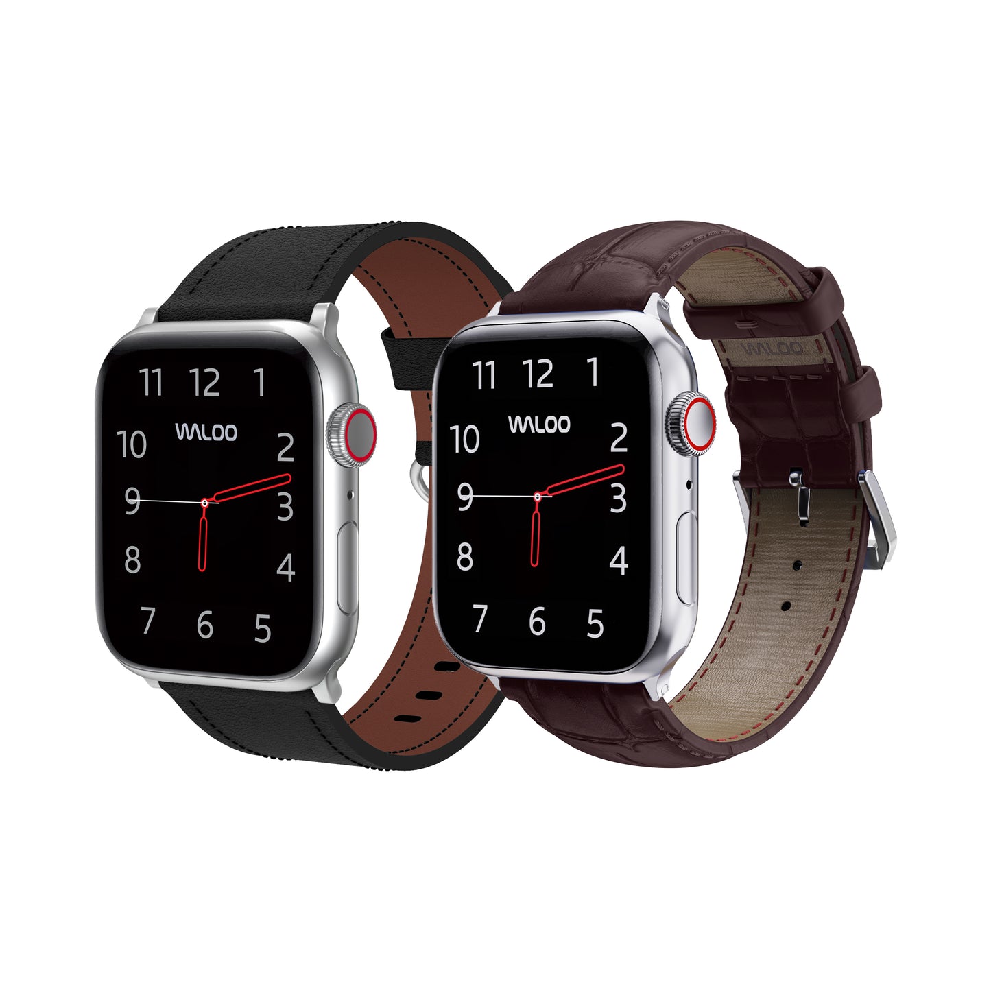 Waloo 2-Pack Classic Leather & Crocodile Leather Bands For Apple Watch
