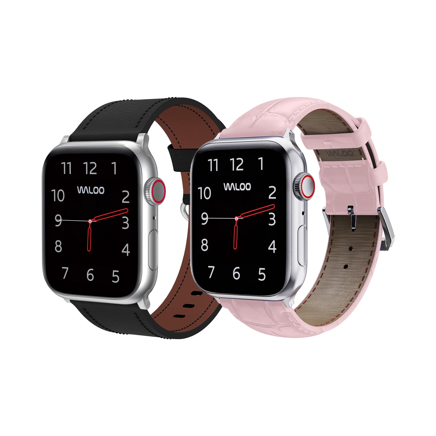 Waloo 2-Pack Classic Leather & Crocodile Leather Bands For Apple Watch