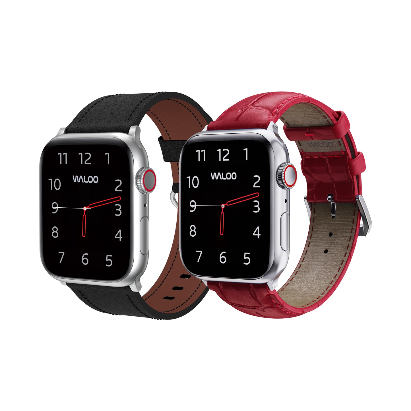 Waloo 2-Pack Classic Leather & Crocodile Leather Bands For Apple Watch