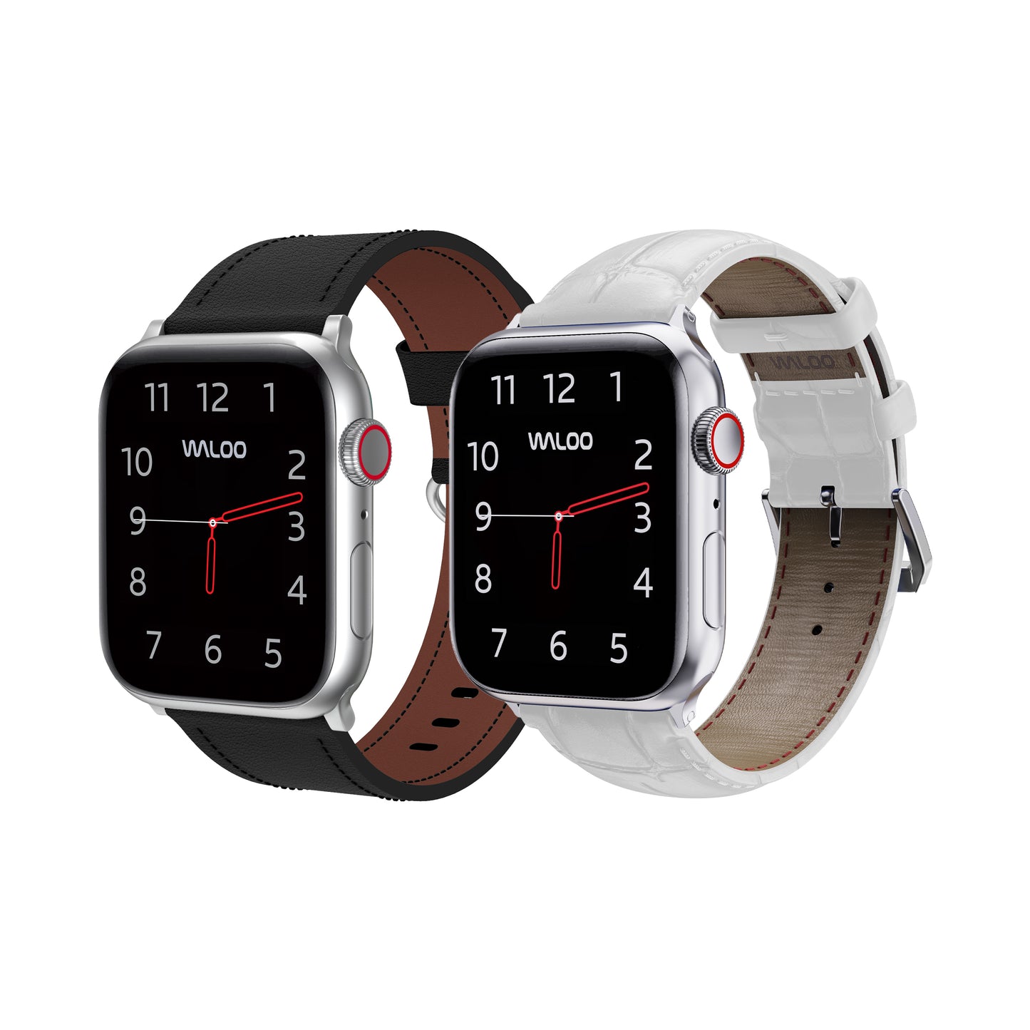 Waloo 2-Pack Classic Leather & Crocodile Leather Bands For Apple Watch