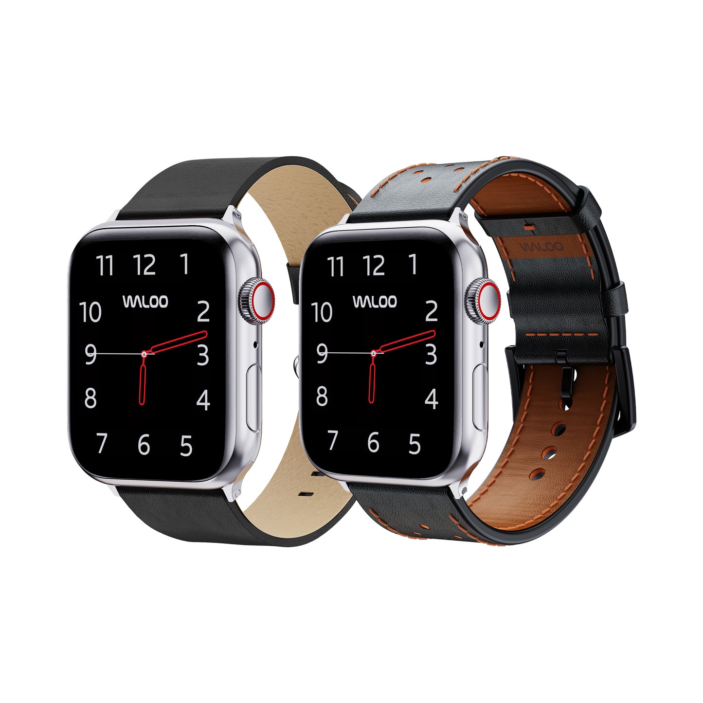 Waloo 2-Pack Leather Grain & Breathable Leather Bands For Apple Watch