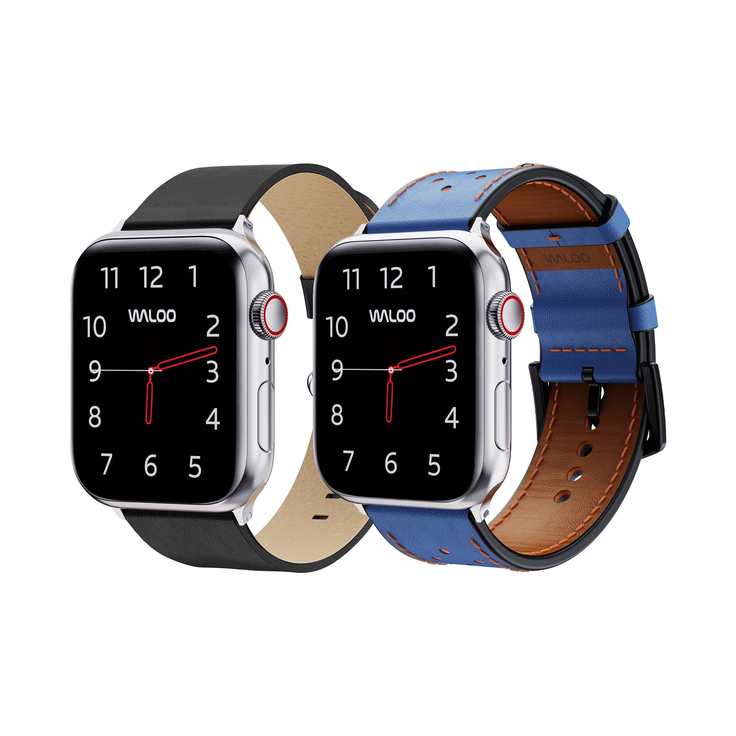 Waloo 2-Pack Leather Grain & Breathable Leather Bands For Apple Watch