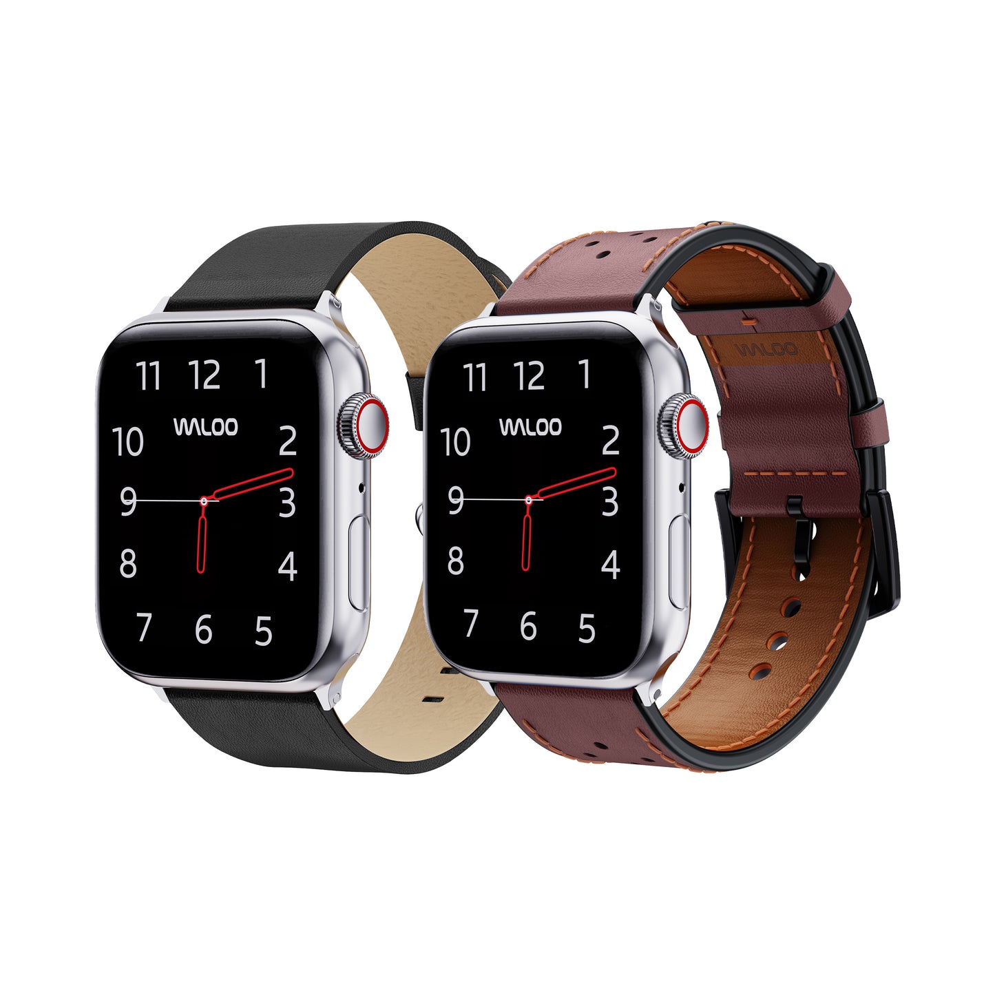 Waloo 2-Pack Leather Grain & Breathable Leather Bands For Apple Watch