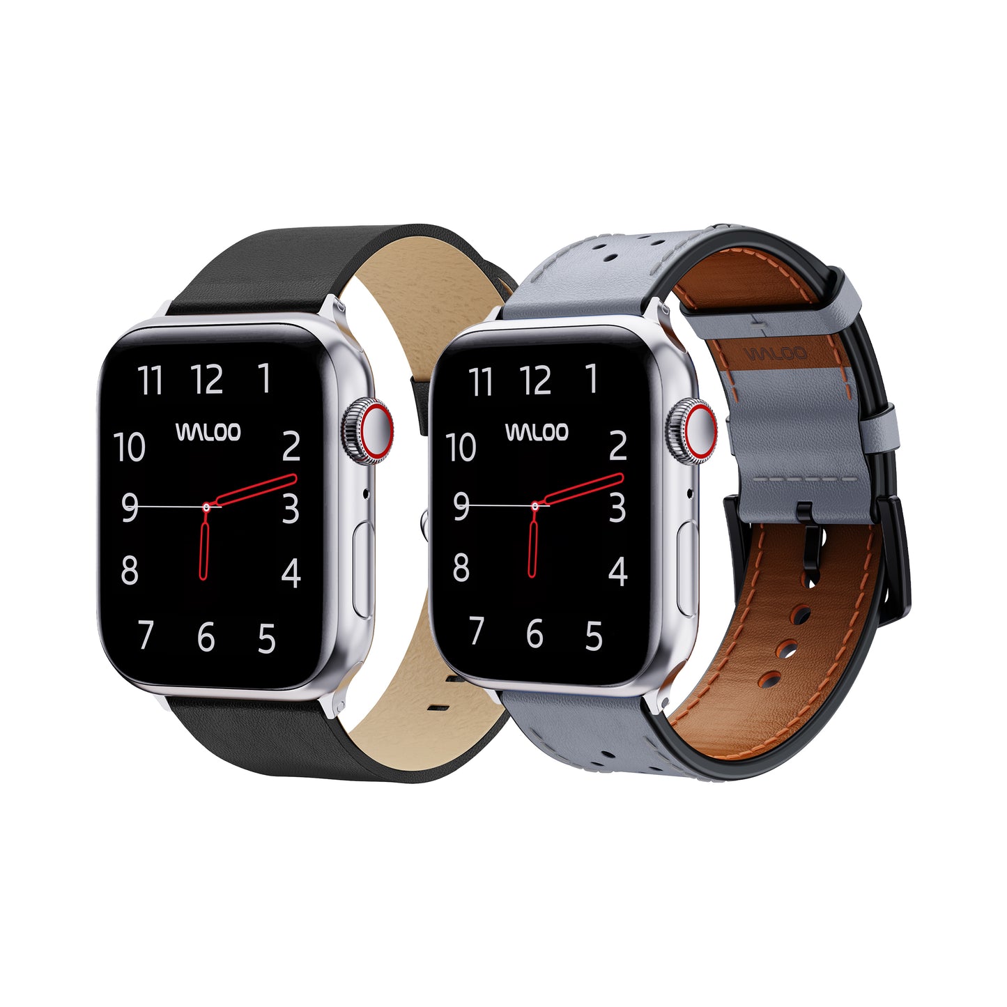 Waloo 2-Pack Leather Grain & Breathable Leather Bands For Apple Watch