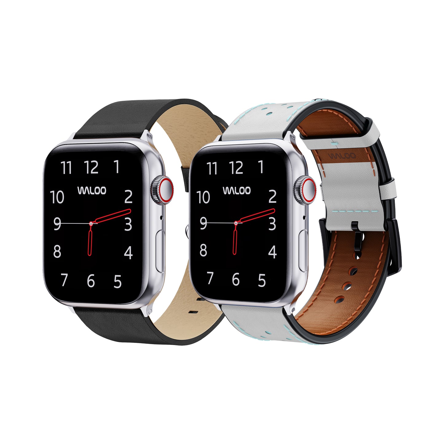 Waloo 2-Pack Leather Grain & Breathable Leather Bands For Apple Watch