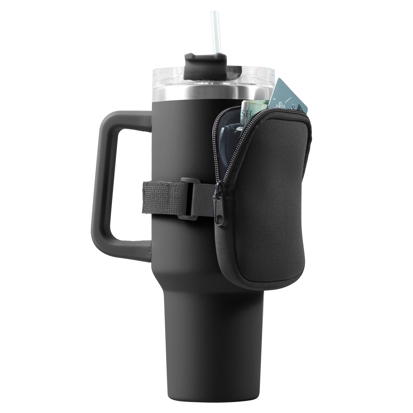 Tumbler Bottle Pouch W/ Zipper & Built in Pocket