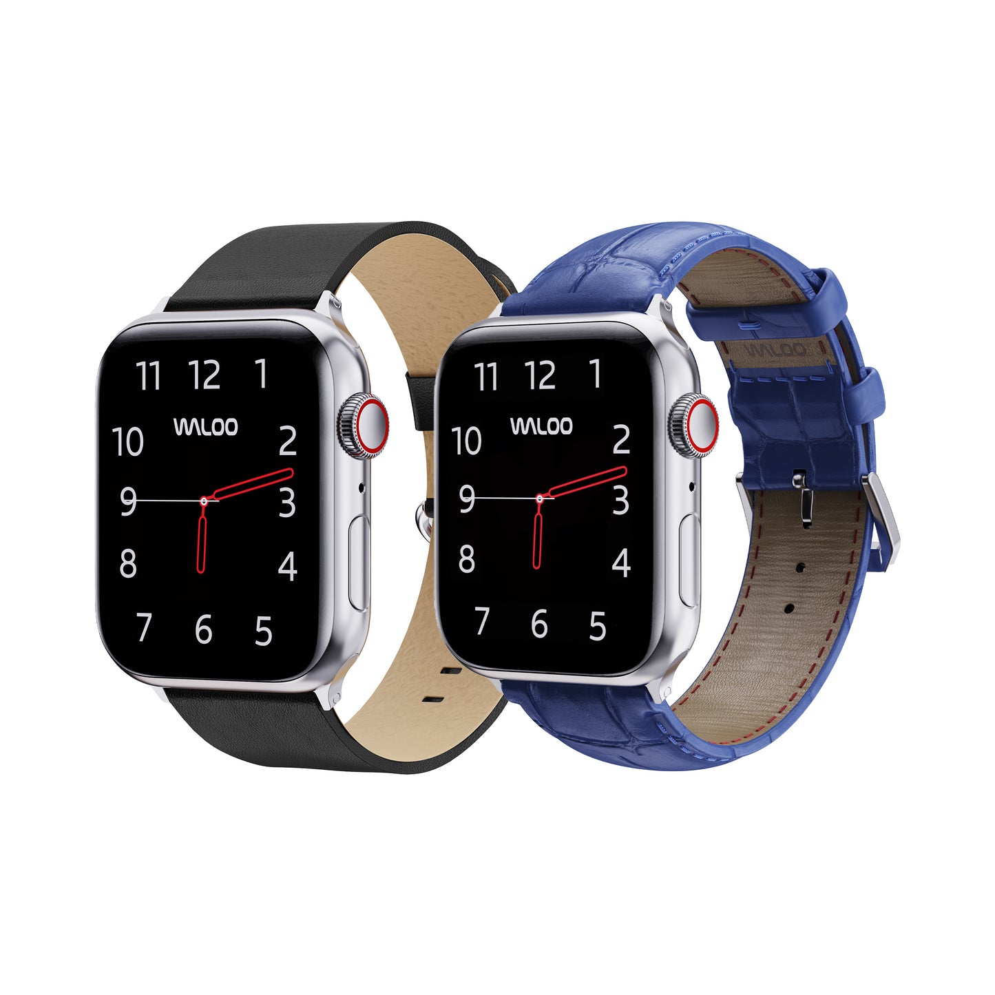 Waloo 2-Pack Leather Grain & Crocodile Leather Bands For Apple Watch