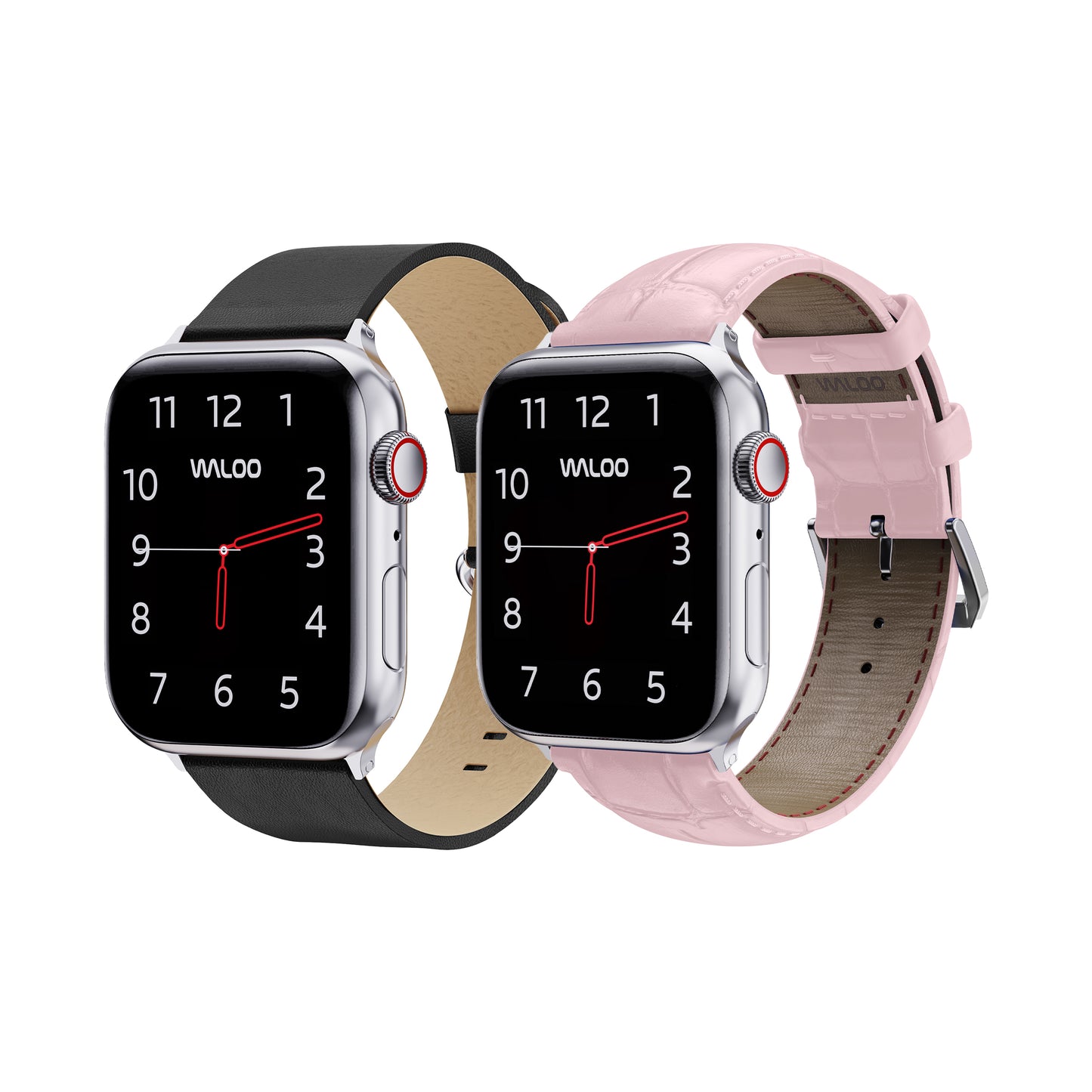 Waloo 2-Pack Leather Grain & Crocodile Leather Bands For Apple Watch