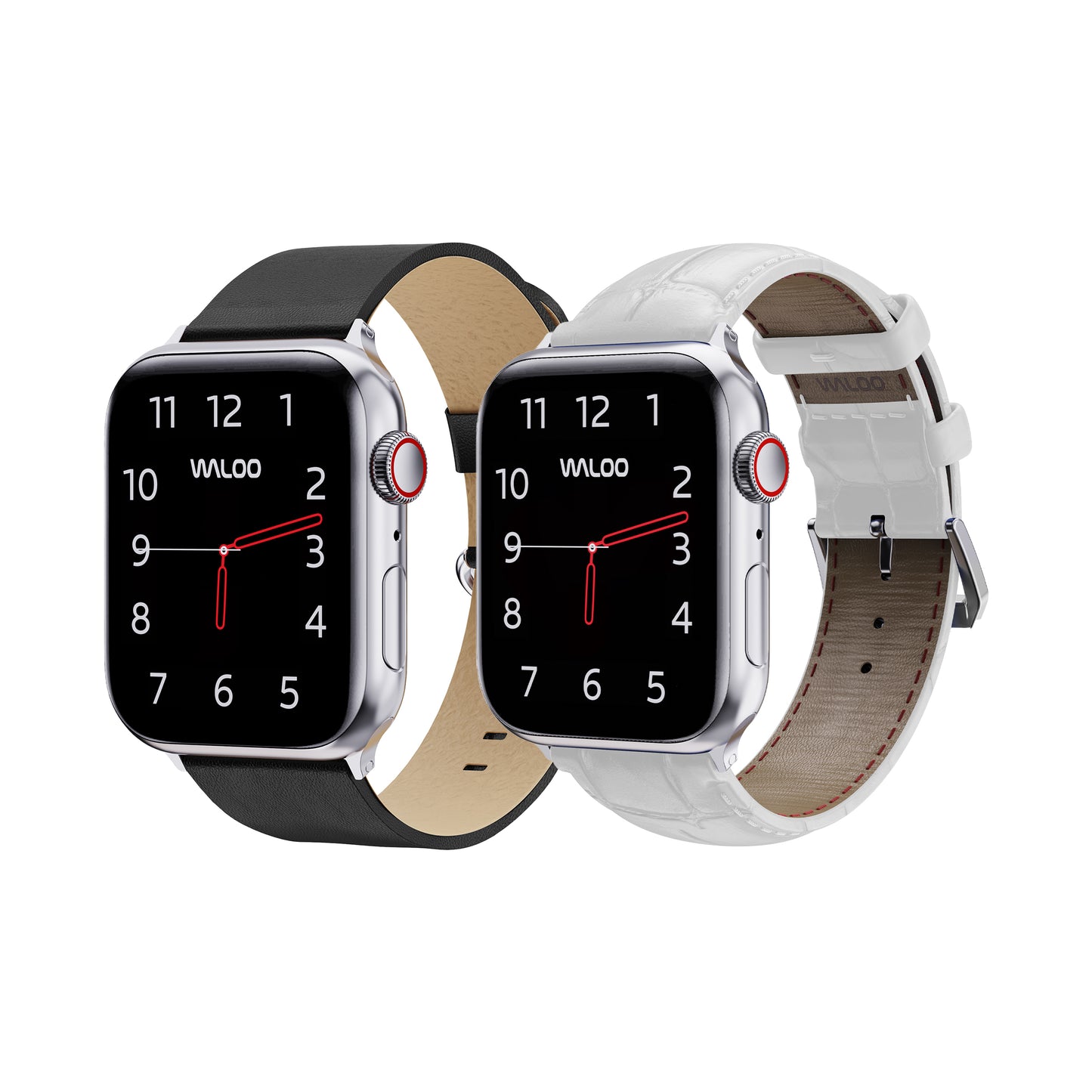 Waloo 2-Pack Leather Grain & Crocodile Leather Bands For Apple Watch