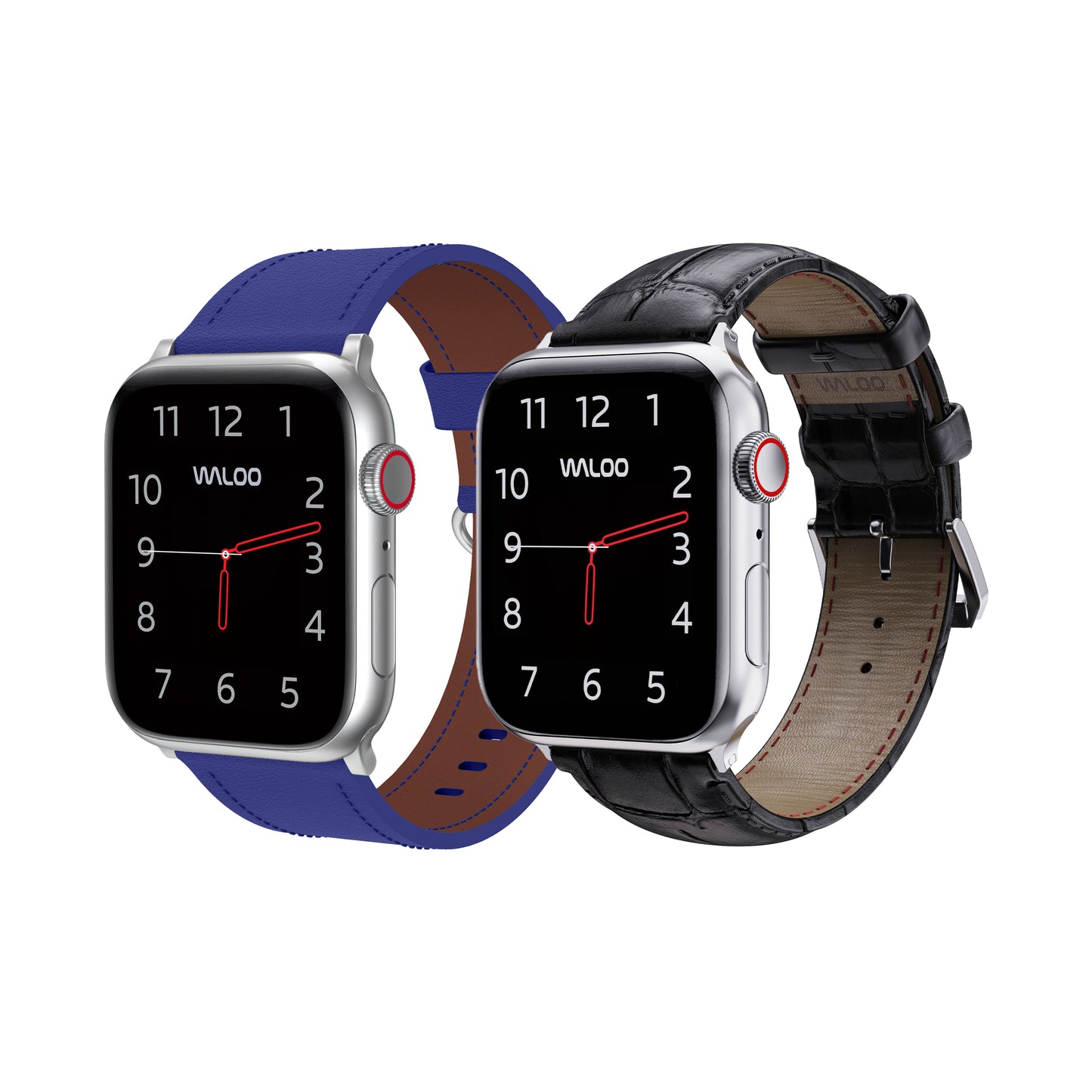 Waloo 2-Pack Classic Leather & Crocodile Leather Bands For Apple Watch