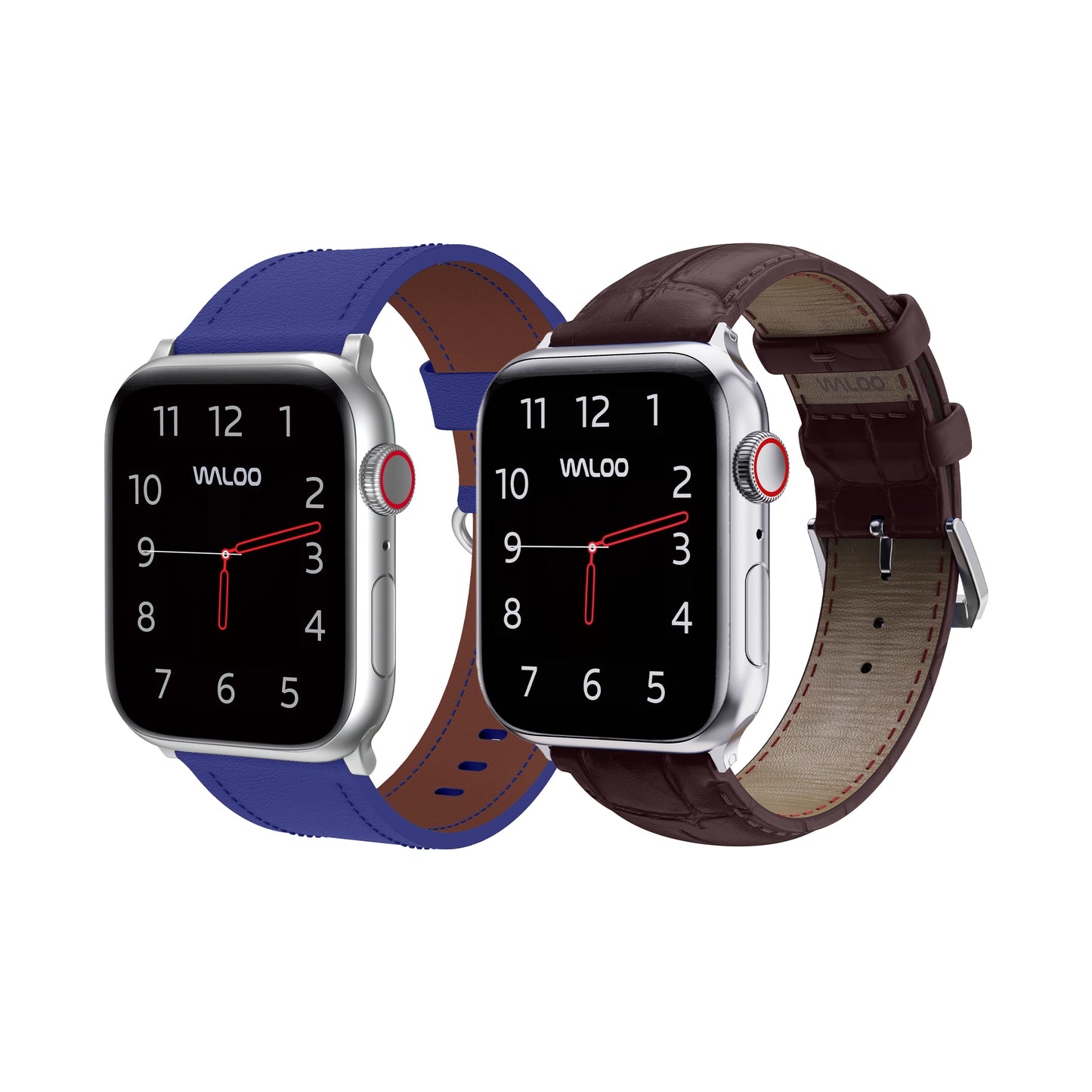 Waloo 2-Pack Classic Leather & Crocodile Leather Bands For Apple Watch