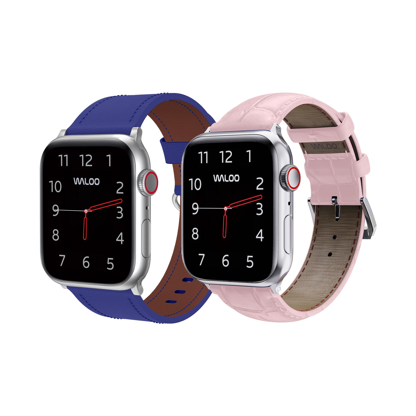 Waloo 2-Pack Classic Leather & Crocodile Leather Bands For Apple Watch