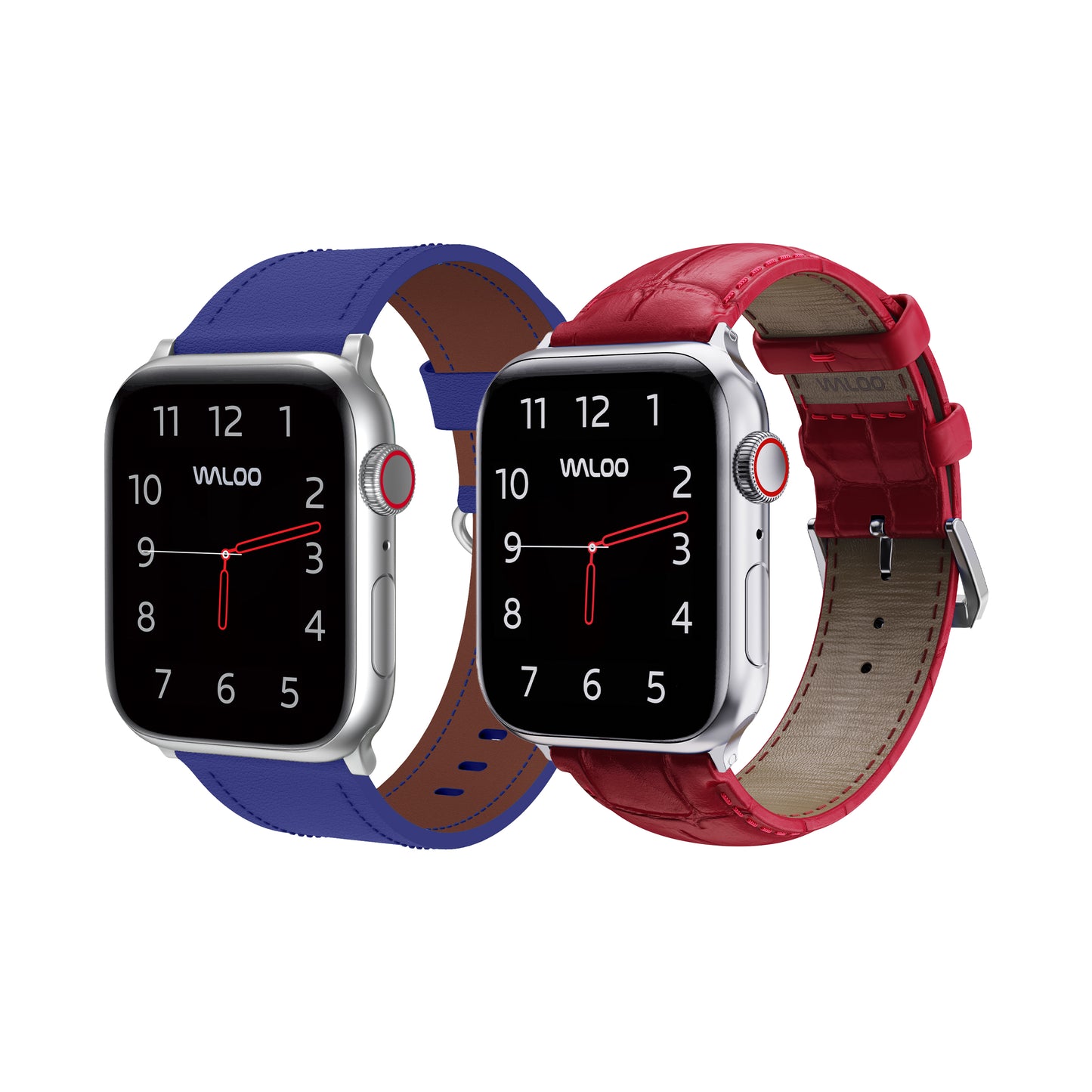 Waloo 2-Pack Classic Leather & Crocodile Leather Bands For Apple Watch