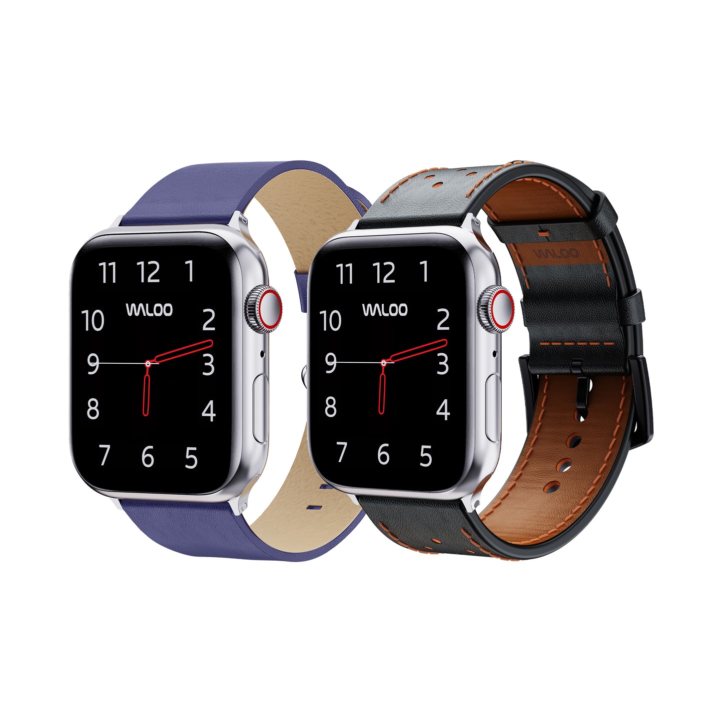 Waloo 2-Pack Leather Grain & Breathable Leather Bands For Apple Watch