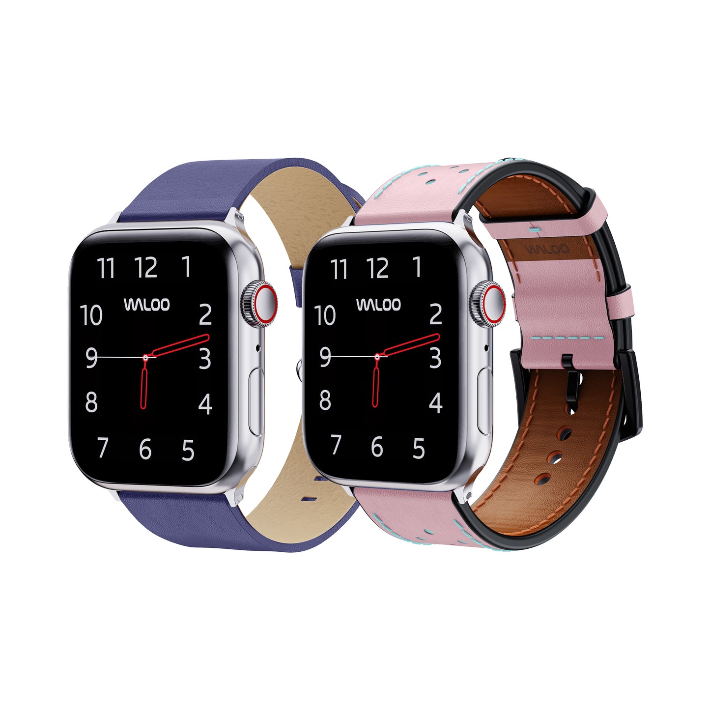 Waloo 2-Pack Leather Grain & Breathable Leather Bands For Apple Watch