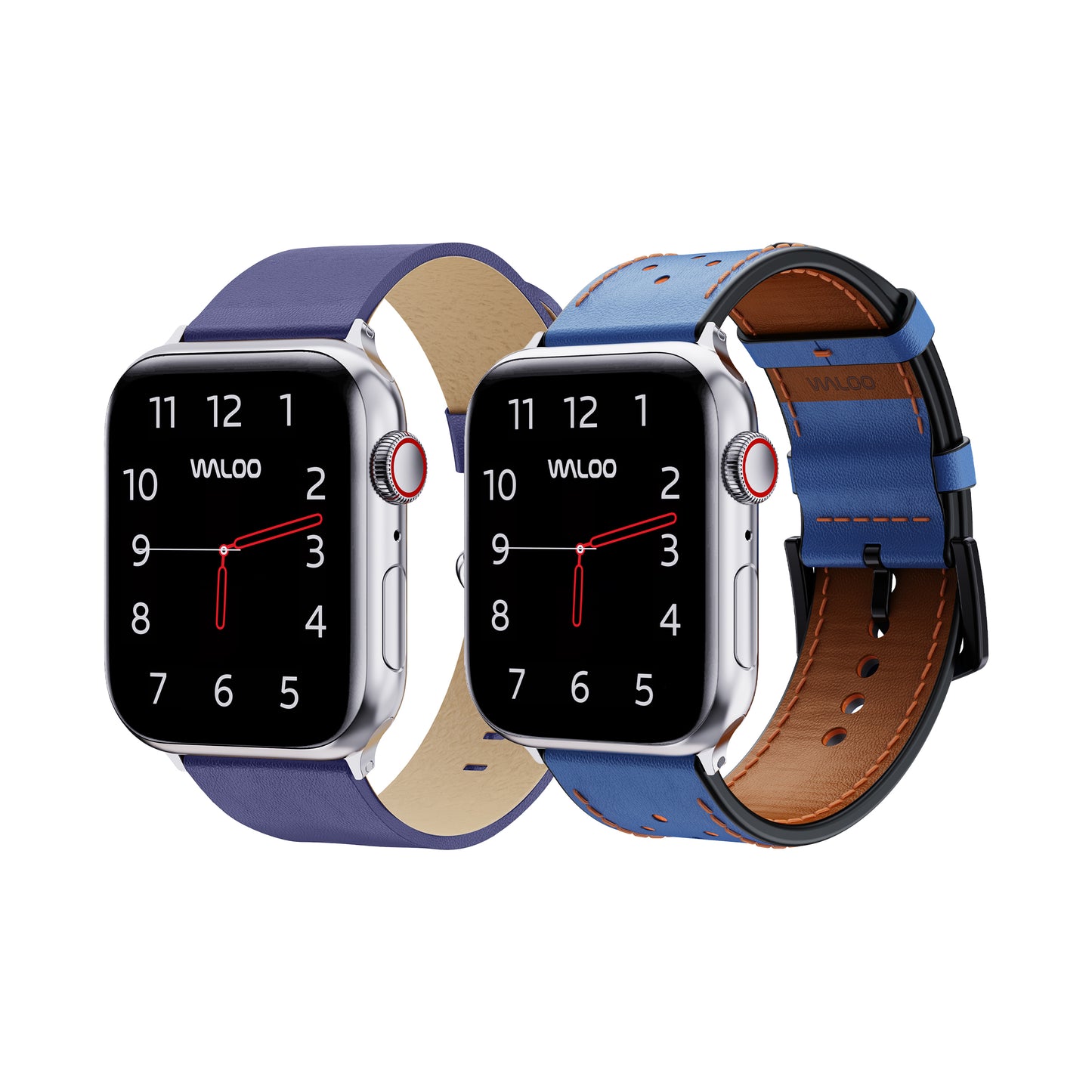 Waloo 2-Pack Leather Grain & Breathable Leather Bands For Apple Watch