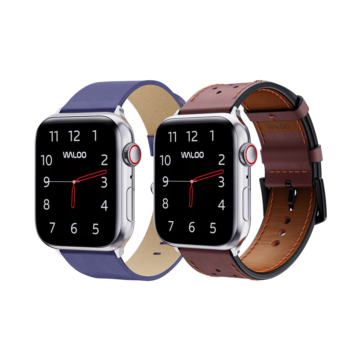 Waloo 2-Pack Leather Grain & Breathable Leather Bands For Apple Watch
