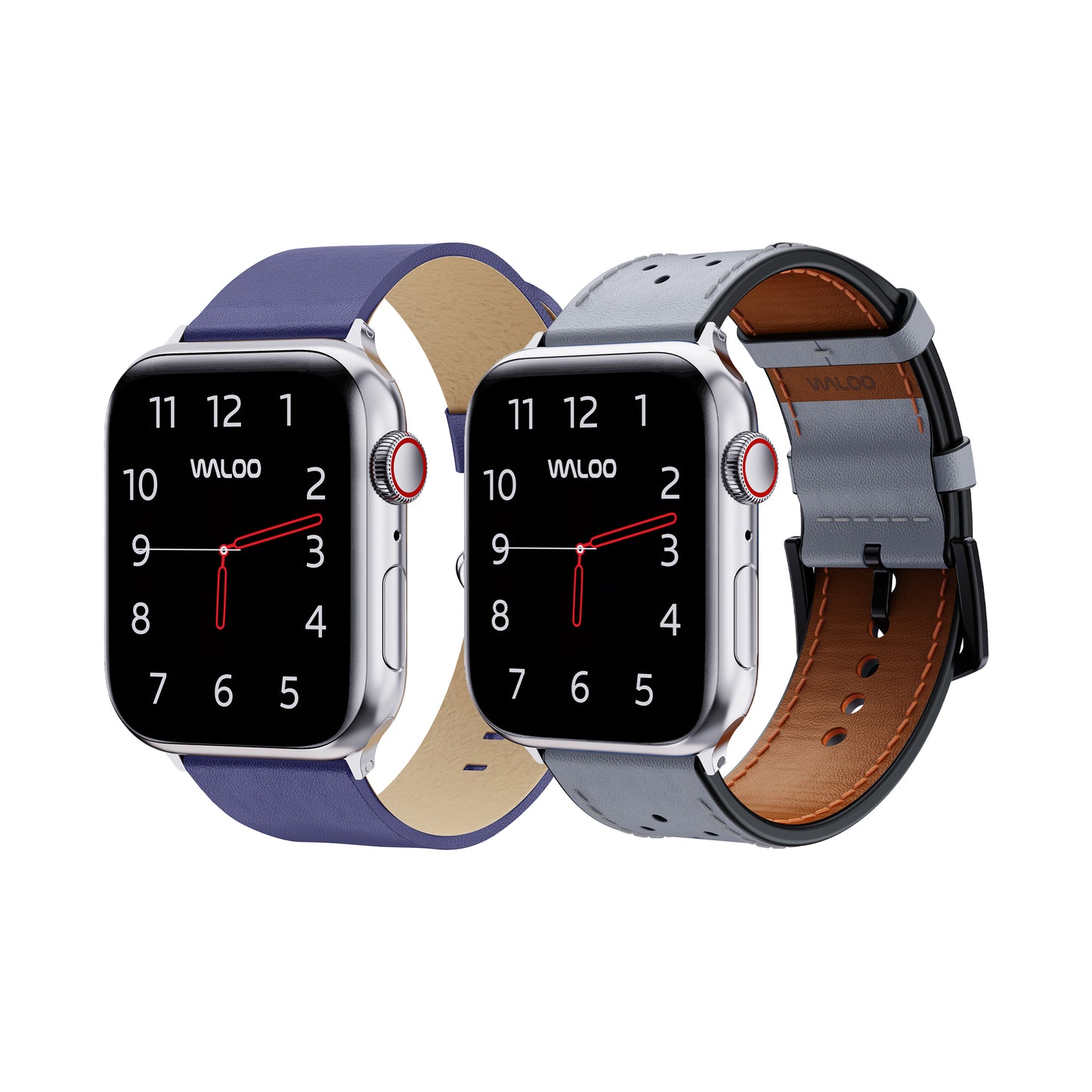 Waloo 2-Pack Leather Grain & Breathable Leather Bands For Apple Watch