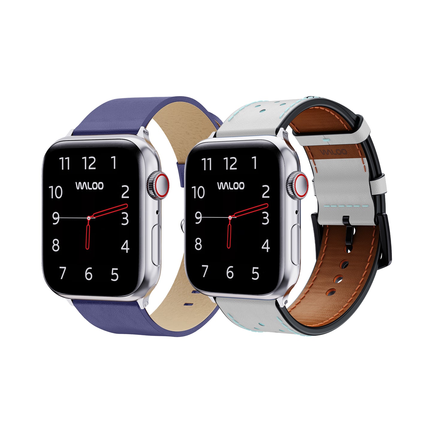Waloo 2-Pack Leather Grain & Breathable Leather Bands For Apple Watch