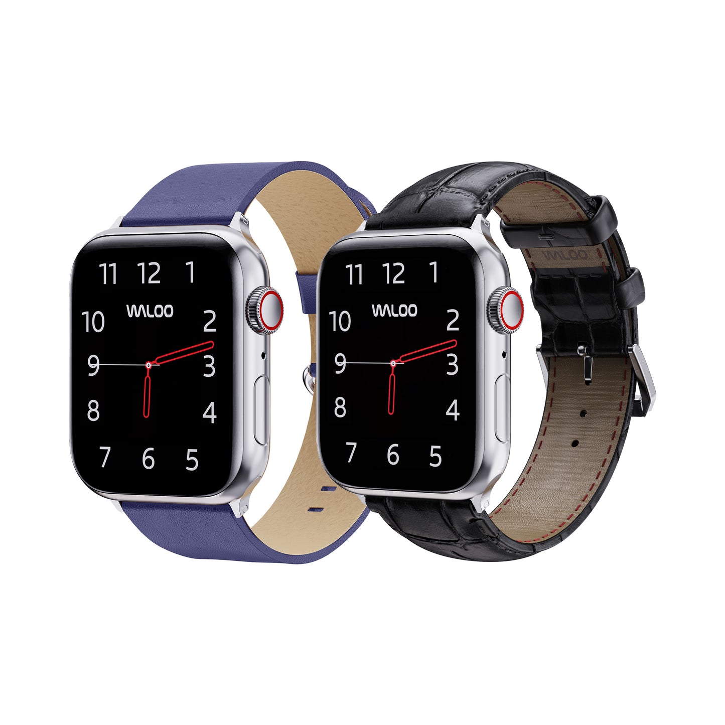 Waloo 2-Pack Leather Grain & Crocodile Leather Bands For Apple Watch