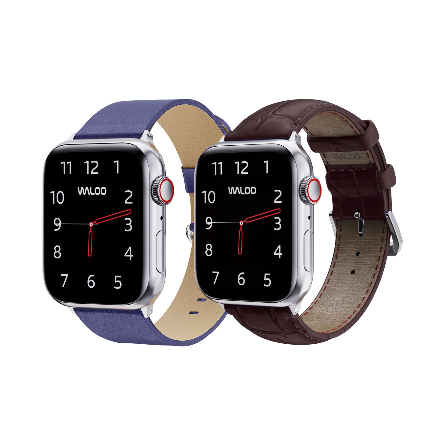 Waloo 2-Pack Leather Grain & Crocodile Leather Bands For Apple Watch