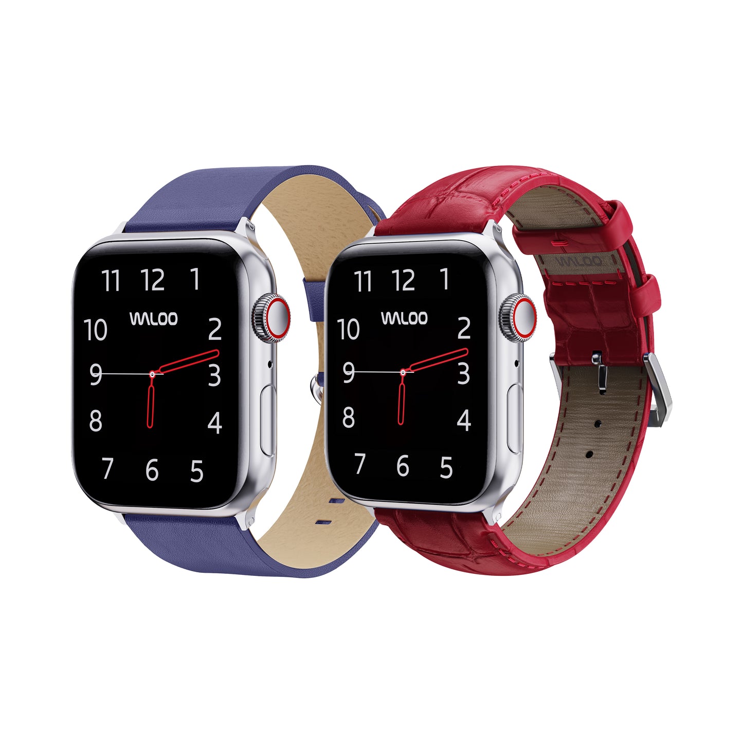 Waloo 2-Pack Leather Grain & Crocodile Leather Bands For Apple Watch