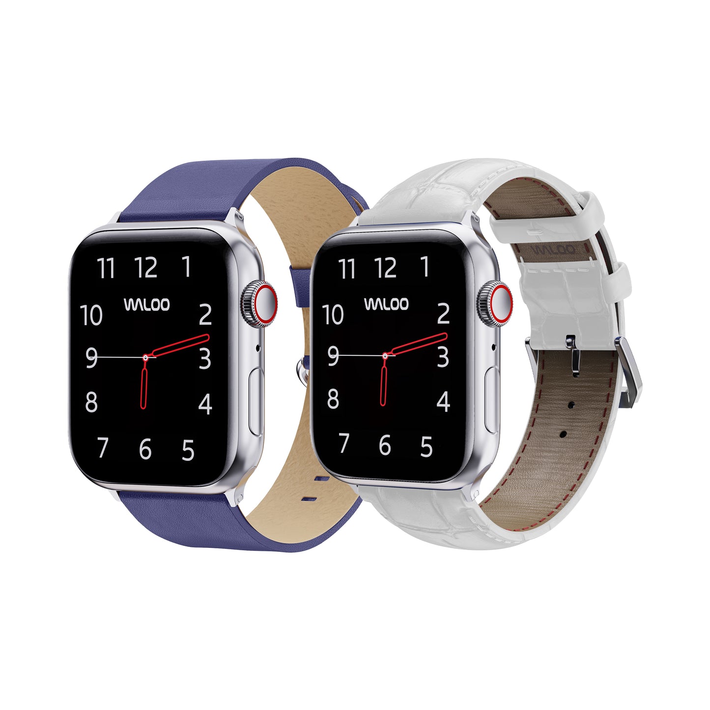 Waloo 2-Pack Leather Grain & Crocodile Leather Bands For Apple Watch