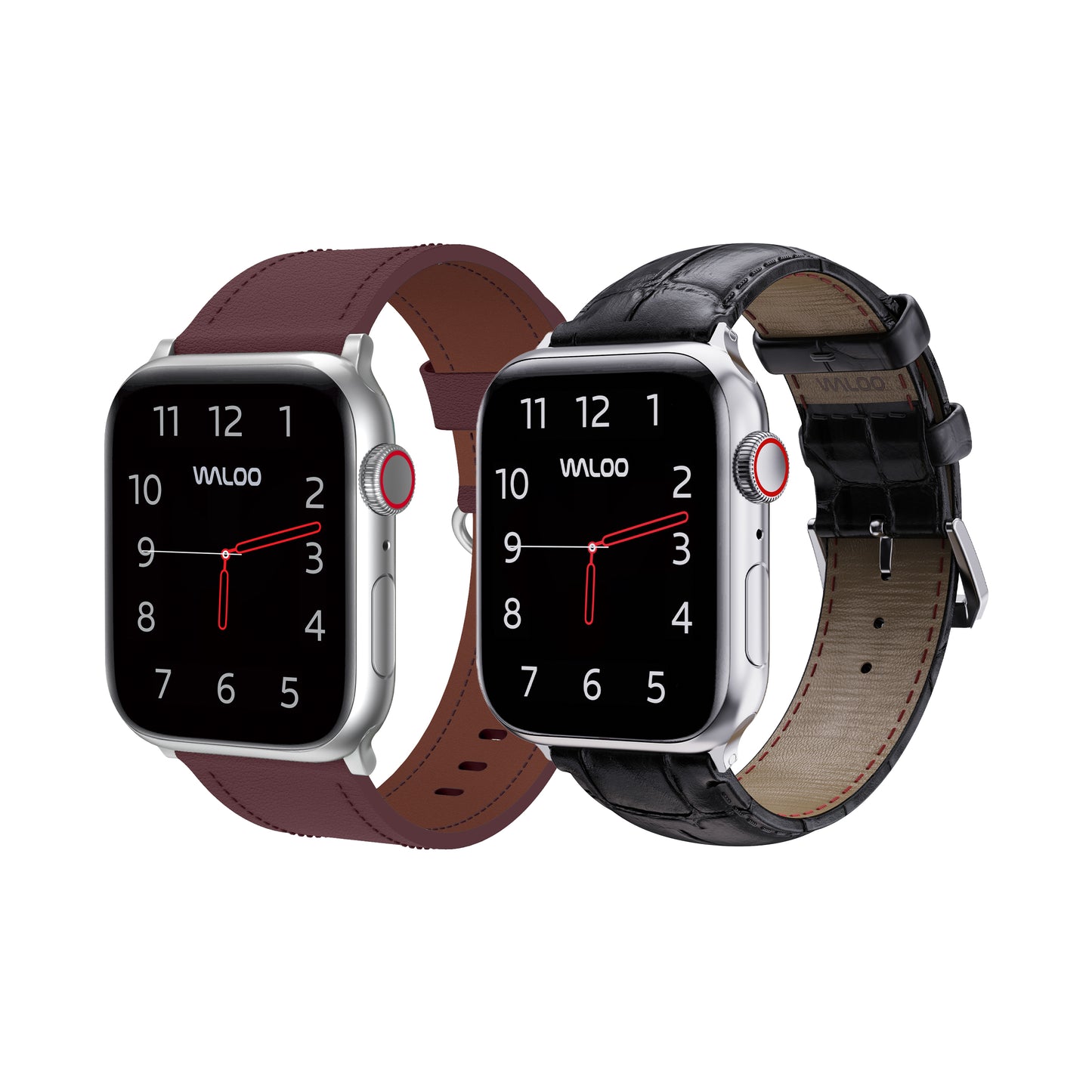 Waloo 2-Pack Classic Leather & Crocodile Leather Bands For Apple Watch