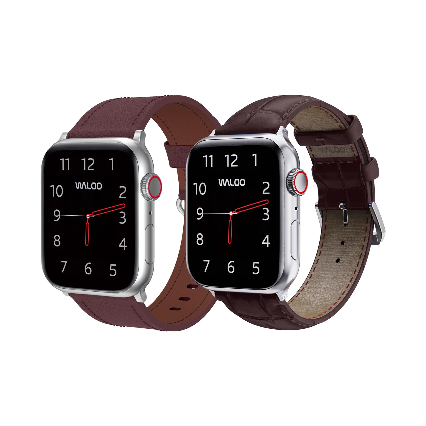 Waloo 2-Pack Classic Leather & Crocodile Leather Bands For Apple Watch