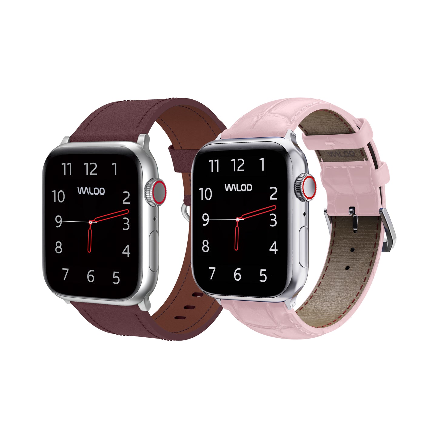 Waloo 2-Pack Classic Leather & Crocodile Leather Bands For Apple Watch