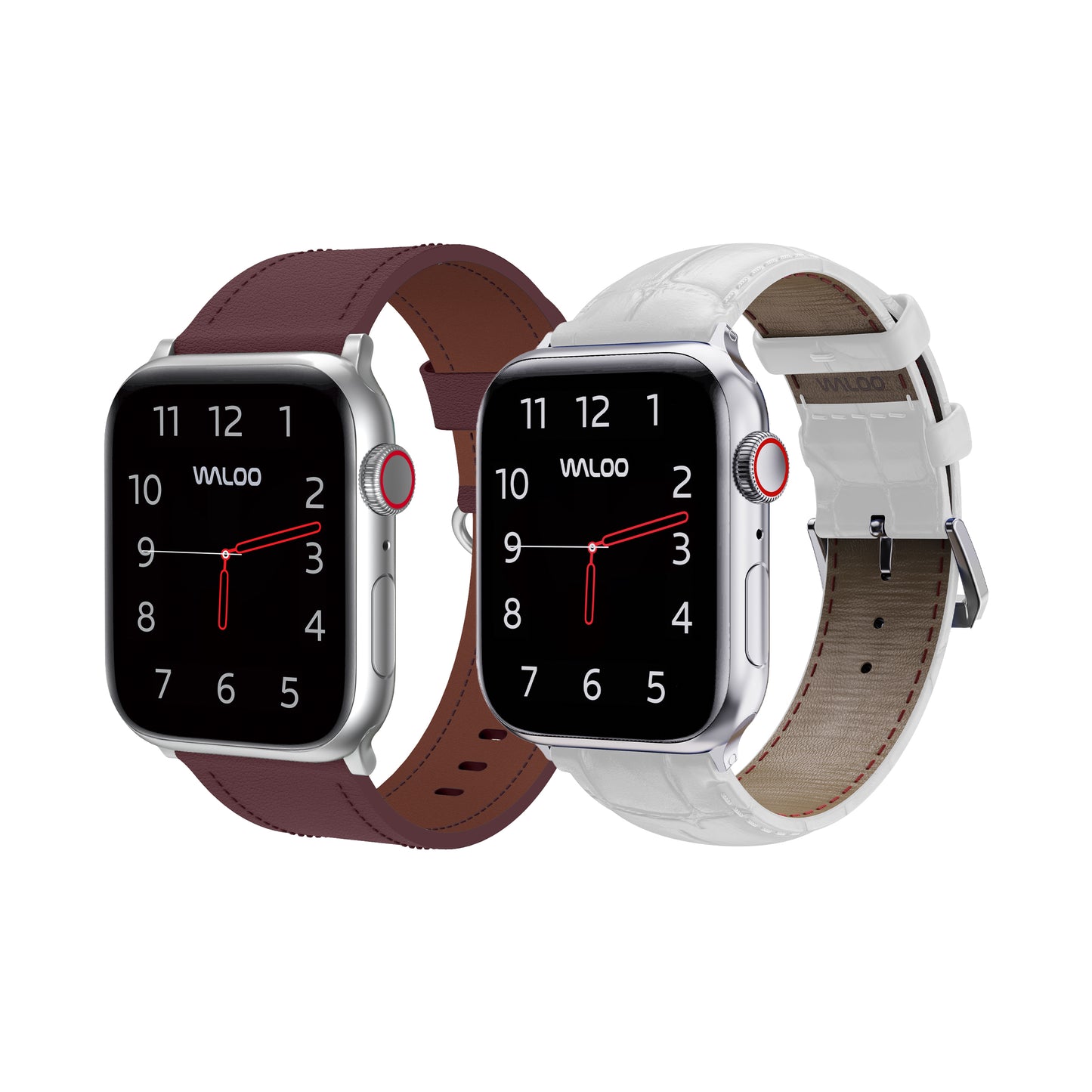 Waloo 2-Pack Classic Leather & Crocodile Leather Bands For Apple Watch