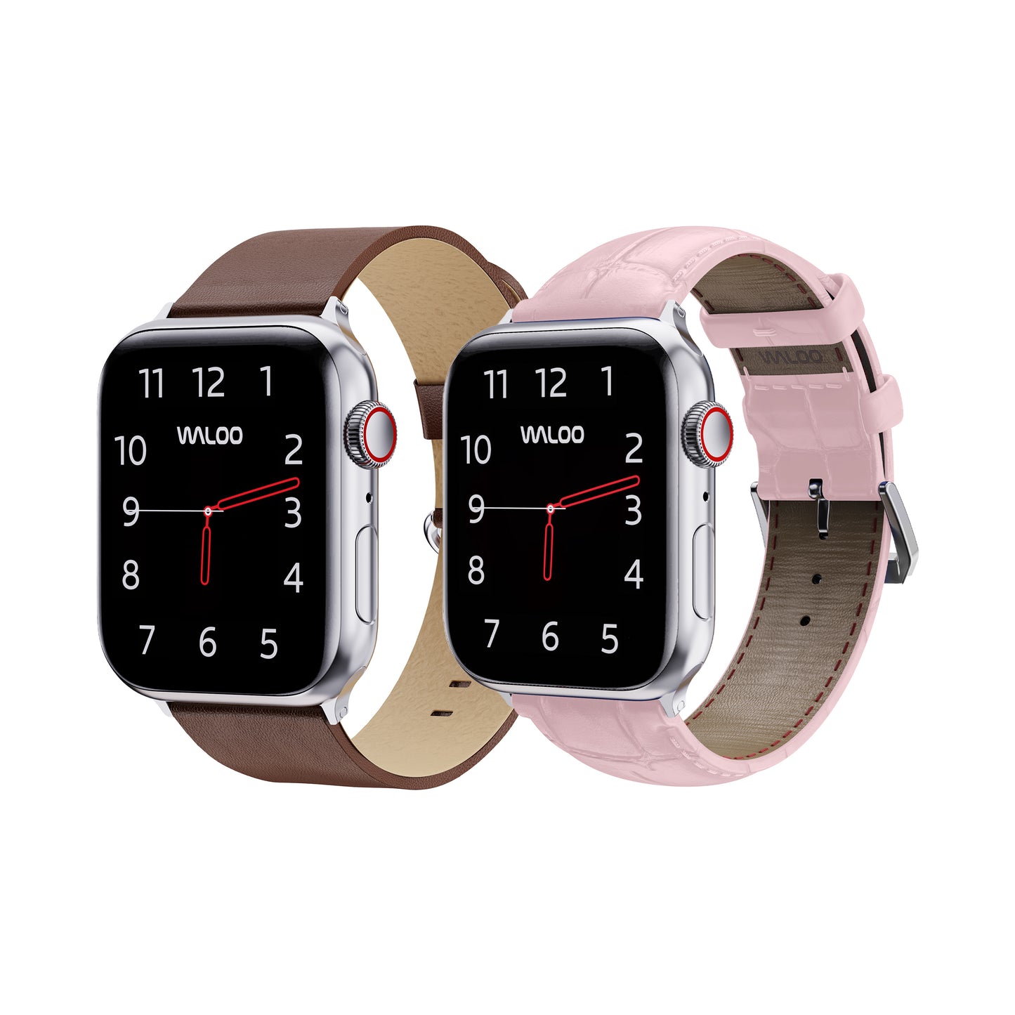 Waloo 2-Pack Leather Grain & Crocodile Leather Bands For Apple Watch