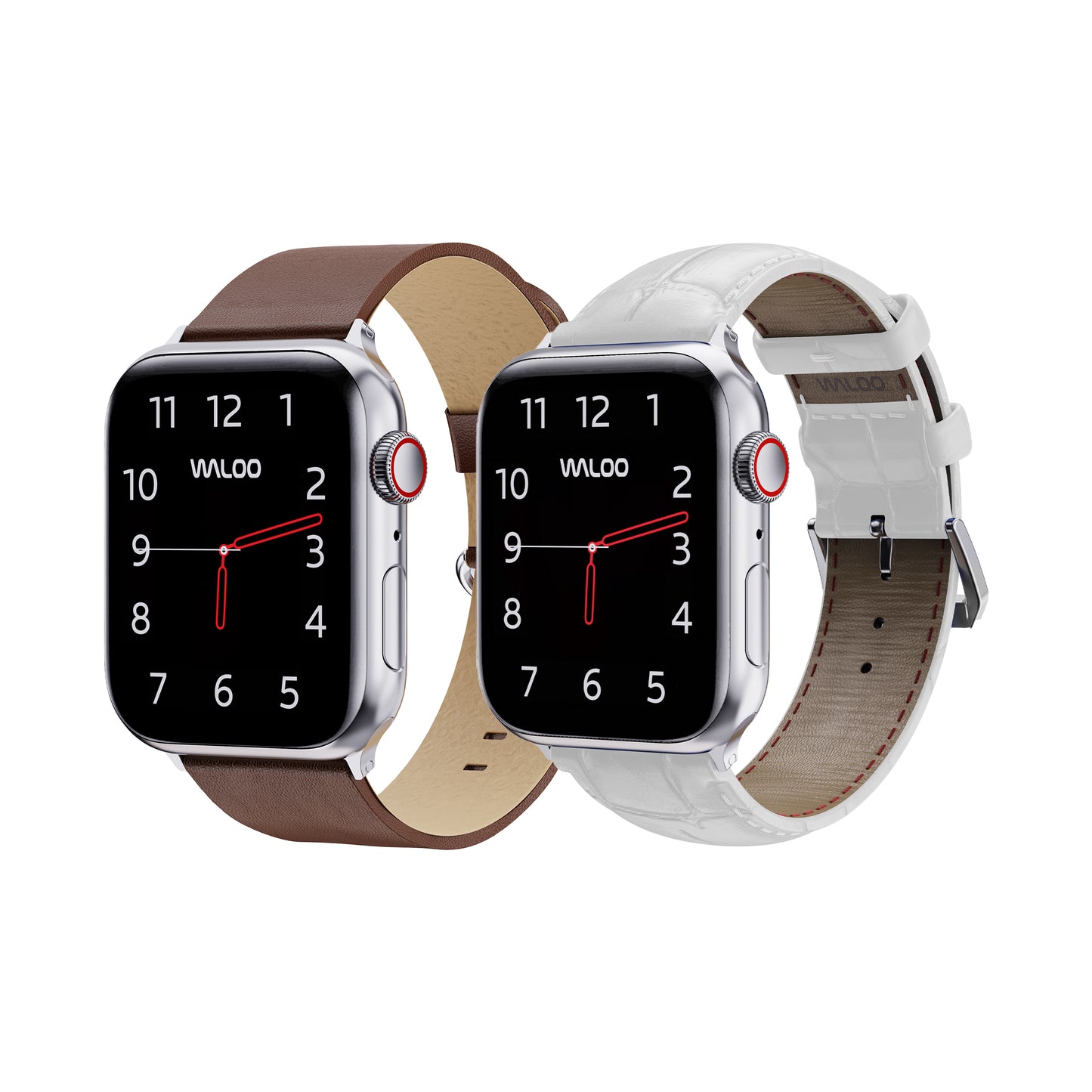 Waloo 2-Pack Leather Grain & Crocodile Leather Bands For Apple Watch